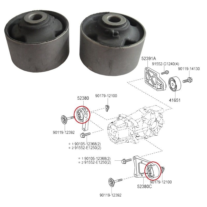 Toyota Rav Diff Bush Rear differential mount bushes for Toyota RAV4, Auris - SILENT BLOCKS